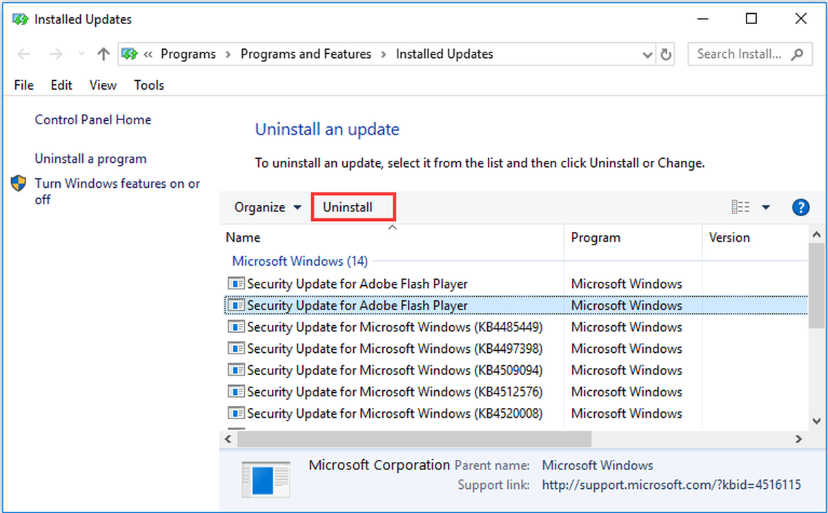 avinstaller Windows-oppdateringer