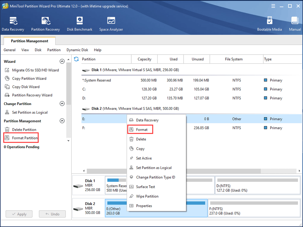 muotoile RAW-asema NTFS: ksi ohjatun MiniTool-osioinnin avulla