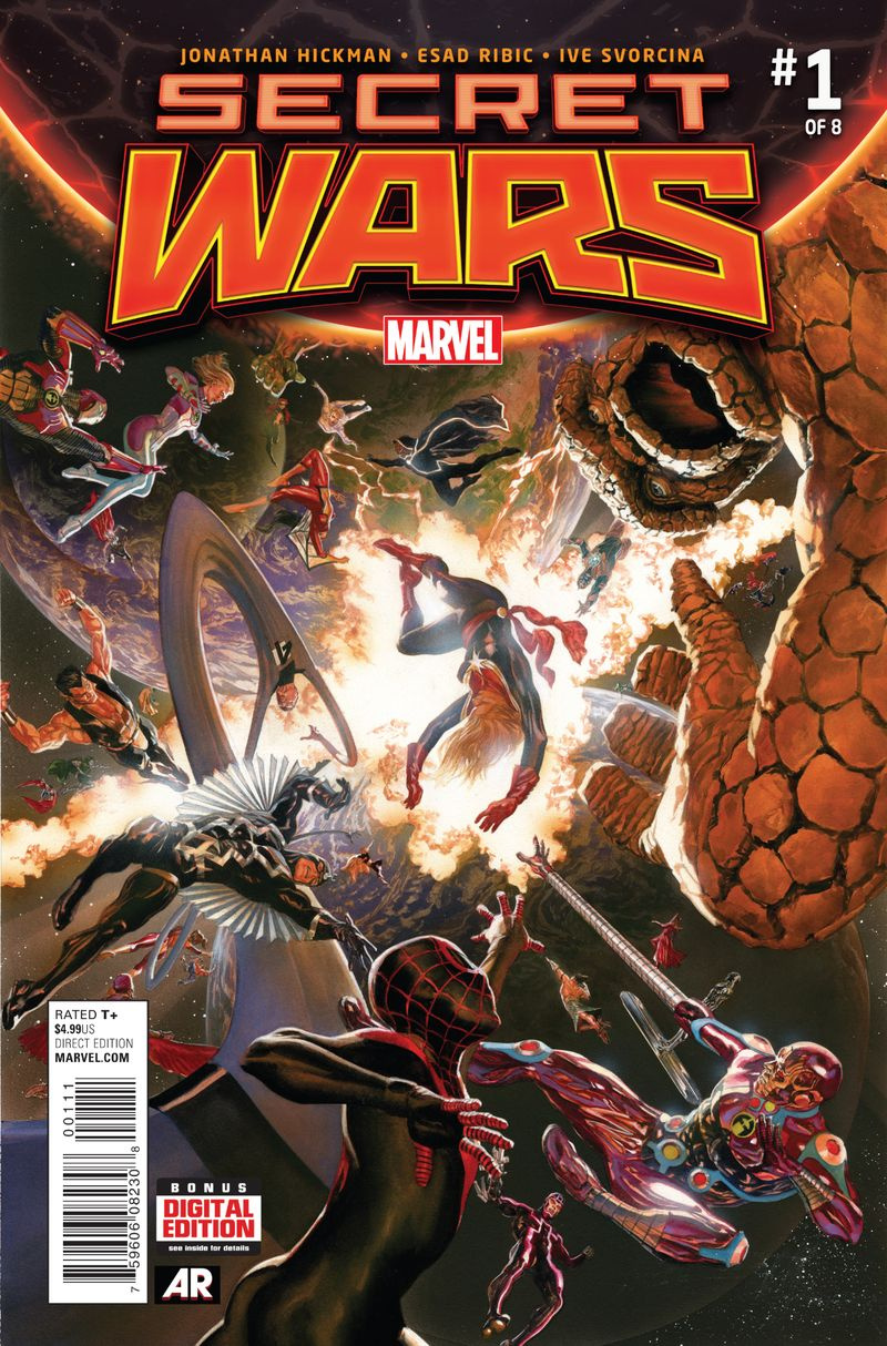 Secret Wars #1 kansi, kirjoittanut Alex Ross