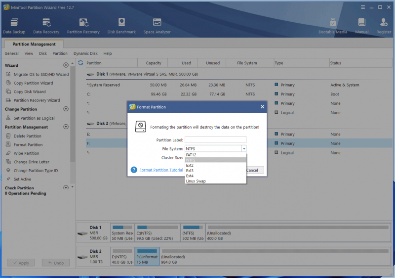   scegliere un file system