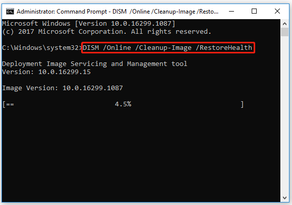 Typ DISM /Online /Cleanup-Image /RestoreHealth