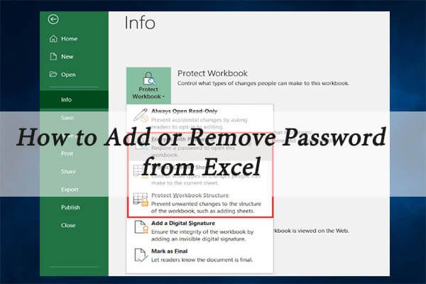 tilføje eller fjerne adgangskode fra excel-thumbnail