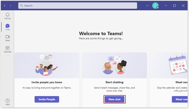 klik på Ny chat i Microsoft Teams