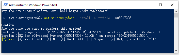   installere specifik Windows-opdatering med PowerShell
