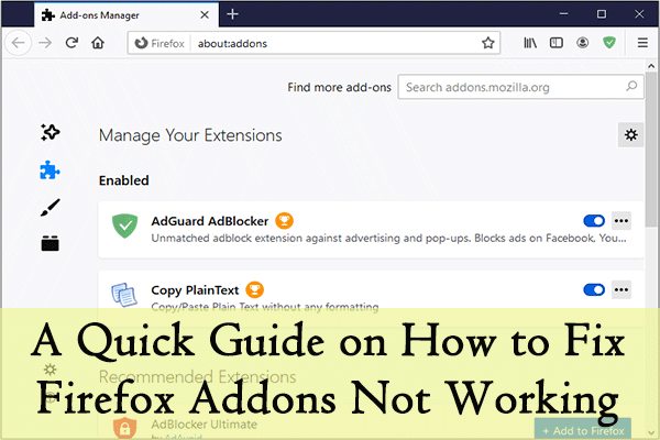 Firefox-add-ons werken niet thumbnail