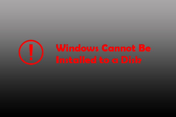windows kan niet worden geïnstalleerd op deze schijfminiatuur