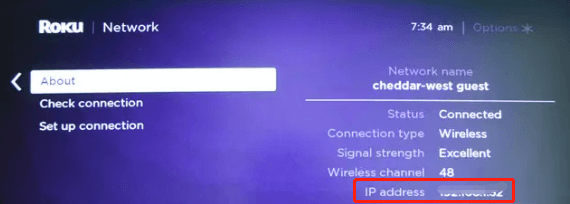 kontrollige Roku IP-aadressi