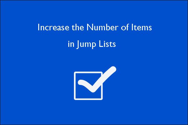 øge elementer i Jump Lists