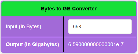   bytes til GB konverter