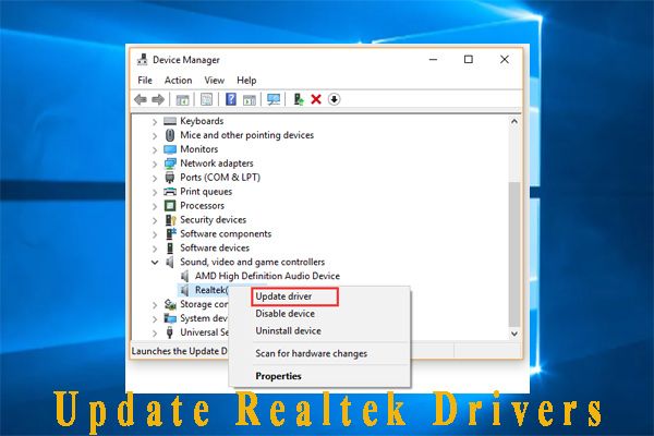 Opdater miniaturebilleder af realtek-drivere