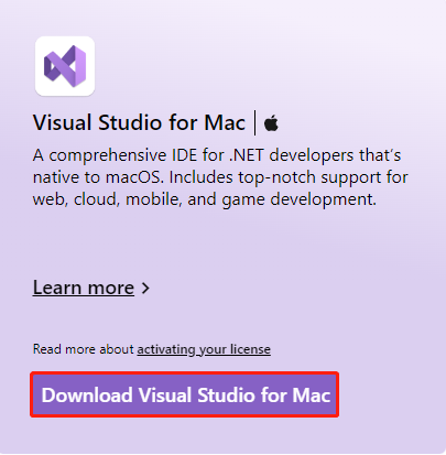 download Visual Studio til Mac