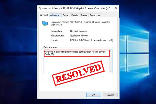 windows is nog bezig met het instellen van de klassenconfiguratie voor dit apparaatminiatuur