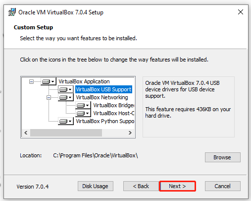 персонализирана настройка на VirtualBox