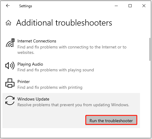 Kør Windows Update fejlfinding