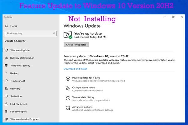 functie-update naar win10 versie 20h2 installeert geen thumbnail