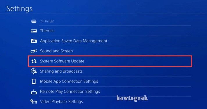 Opdater systemsoftware PS4