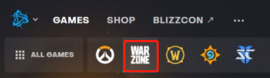 vælg Warzone i Battle net