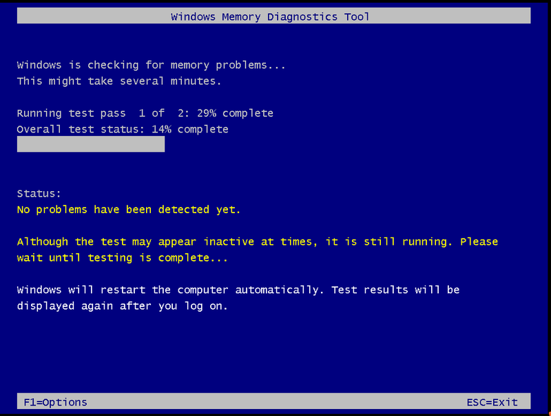 køre Windows Memory Diagnostic Tool