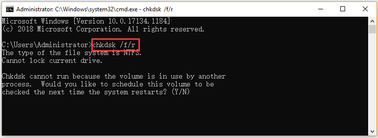 kør CHKDSK for at reparere harddisken