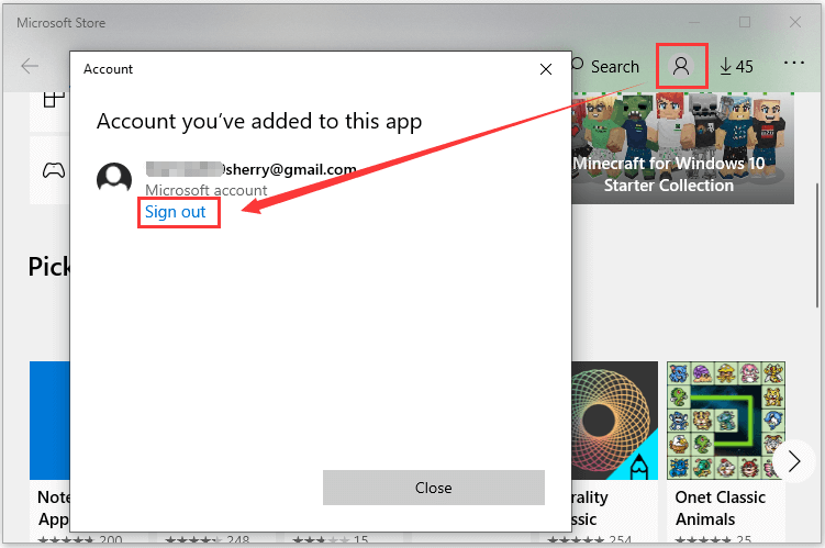 logge af Microsoft Store