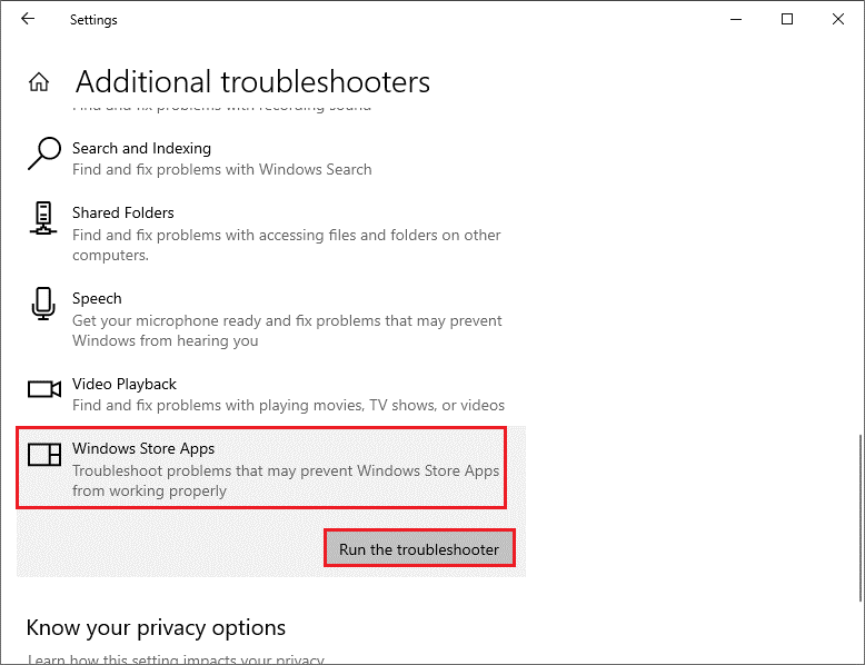   запустить средство устранения неполадок приложений Магазина Windows