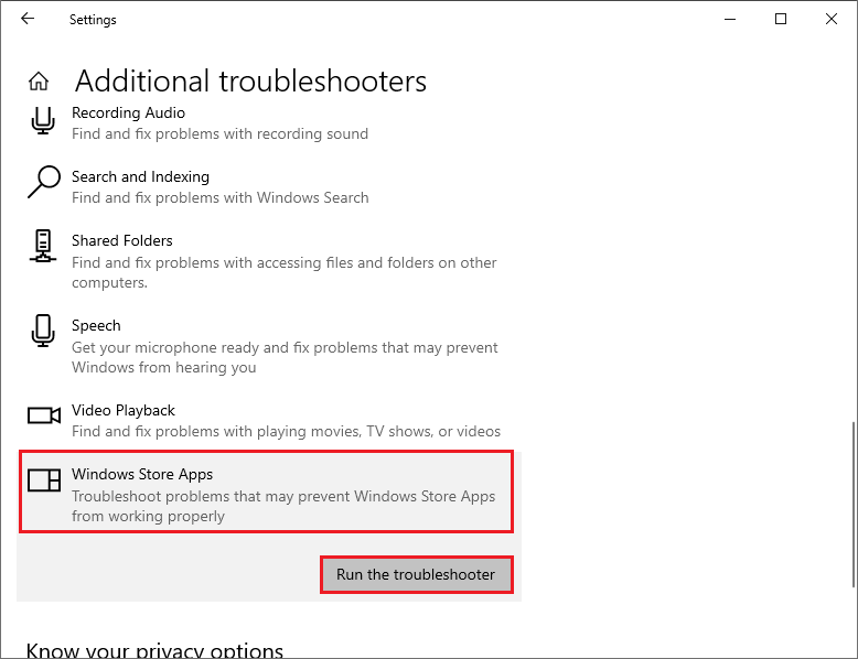   voer de probleemoplosser voor Windows Store-apps uit