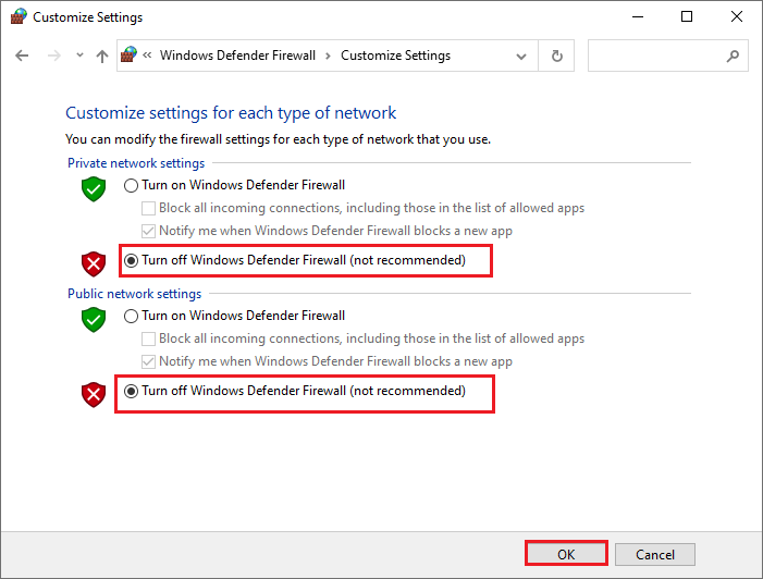 Sluk Windows Defender Firewall