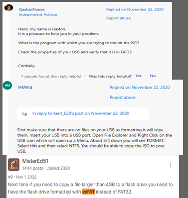   Microsoft forumundan kullanıcı raporları