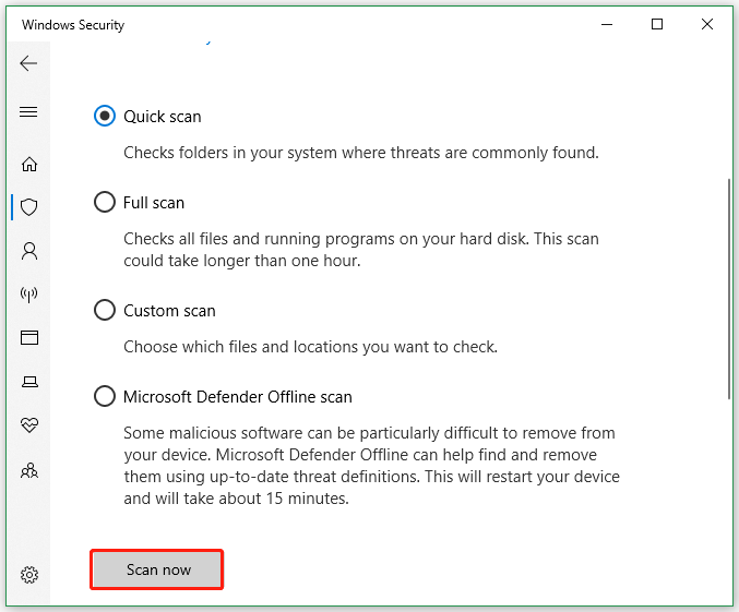   eseguire una scansione antivirus utilizzando Sicurezza di Windows