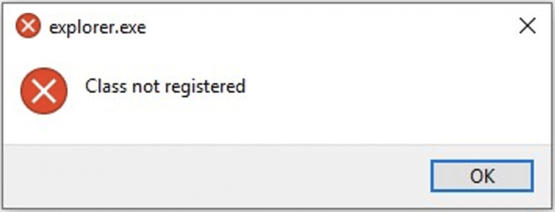   explorer.exe-klassen er ikke registreret