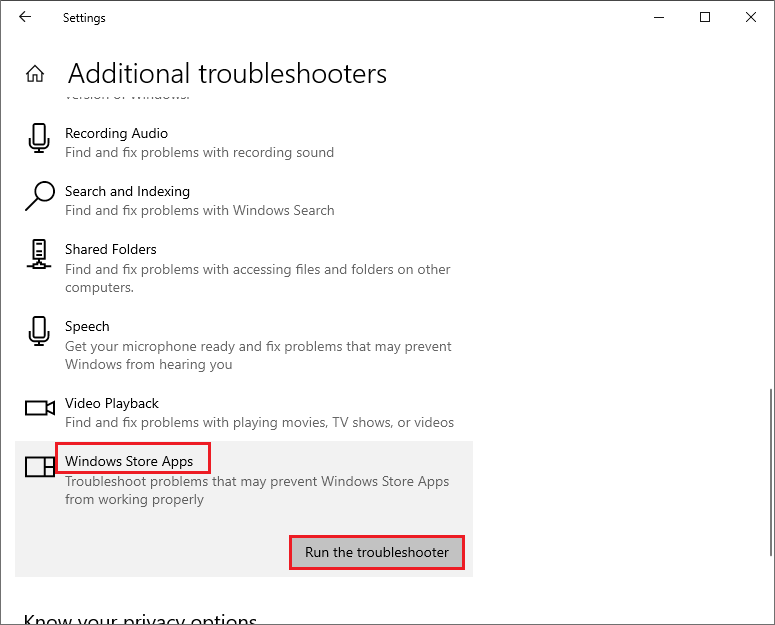 voer de probleemoplosser voor Windows Store-apps uit