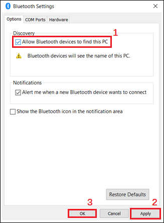 Bluetooth-apparaten toestaan ​​deze pc te vinden