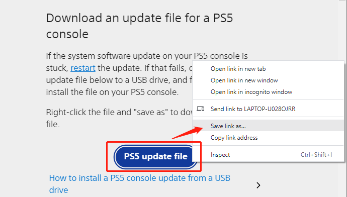 download PS5 opdateringsfil