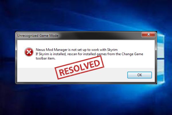 nexus mod manager is niet ingesteld om te werken met skyrim thumbnail