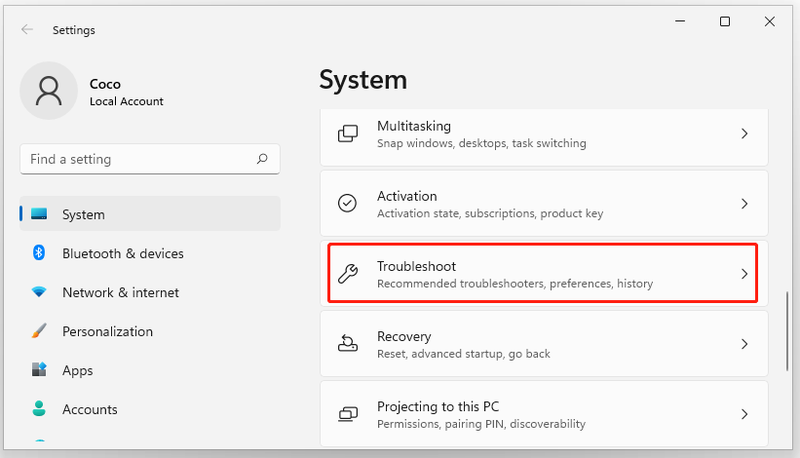 klik op Problemen met Windows 11 oplossen