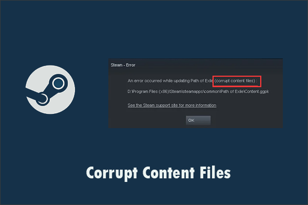 миниатюра на повредени файлове със съдържание на steam