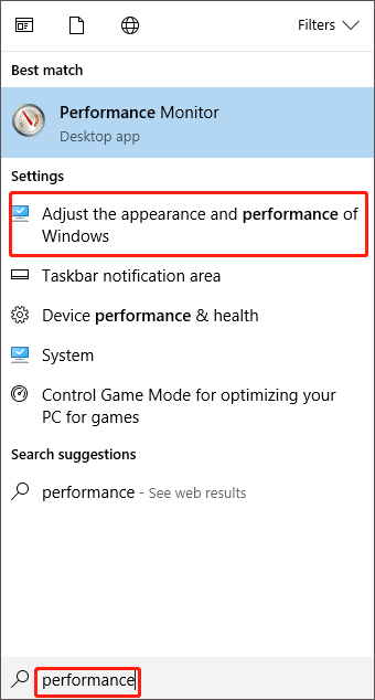 klik op Het uiterlijk en de prestaties van Windows aanpassen