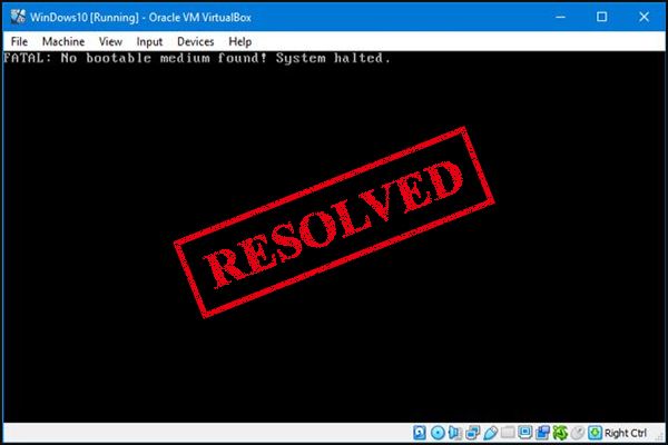 virtualbox intet bootbart medium fundet miniature
