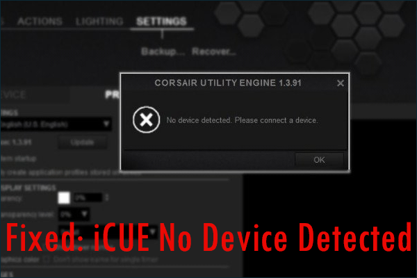icue geen apparaat gedetecteerd miniatuur