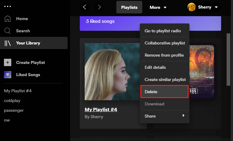 slet Spotify-afspilningslisten
