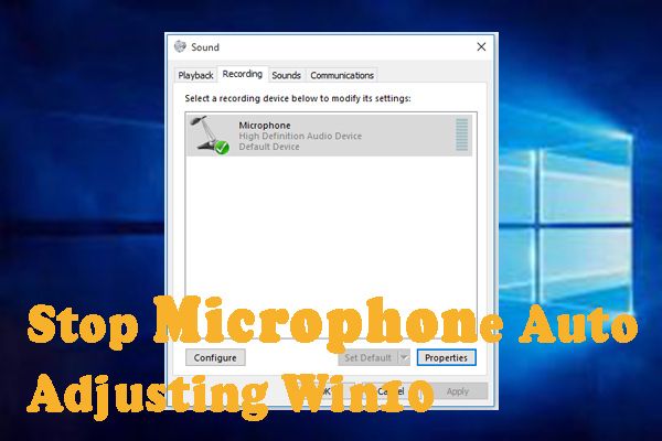 как да спрете автоматичното регулиране на микрофона на миниатюра на win10