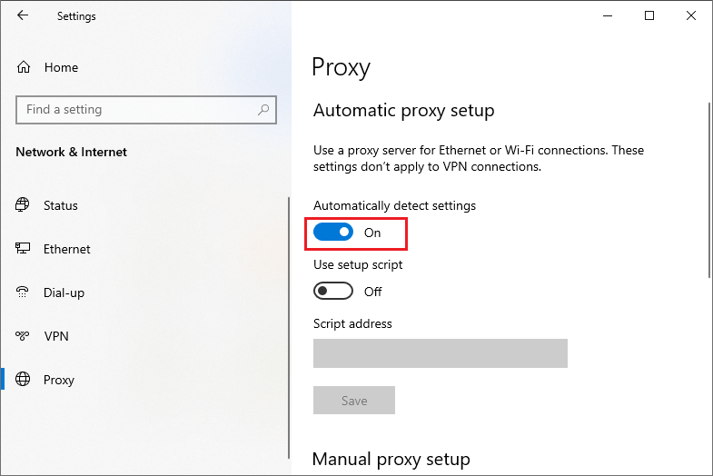   Proxy uitschakelen
