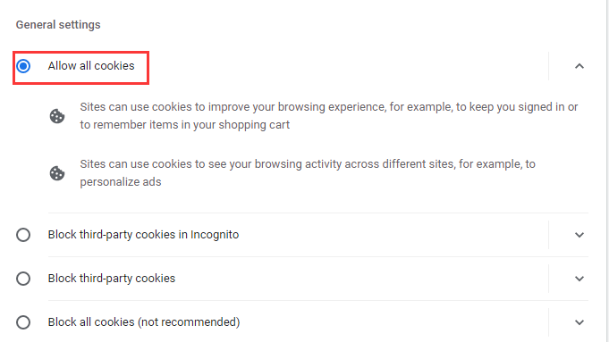 Tillad websteder at gemme og læse cookiedata