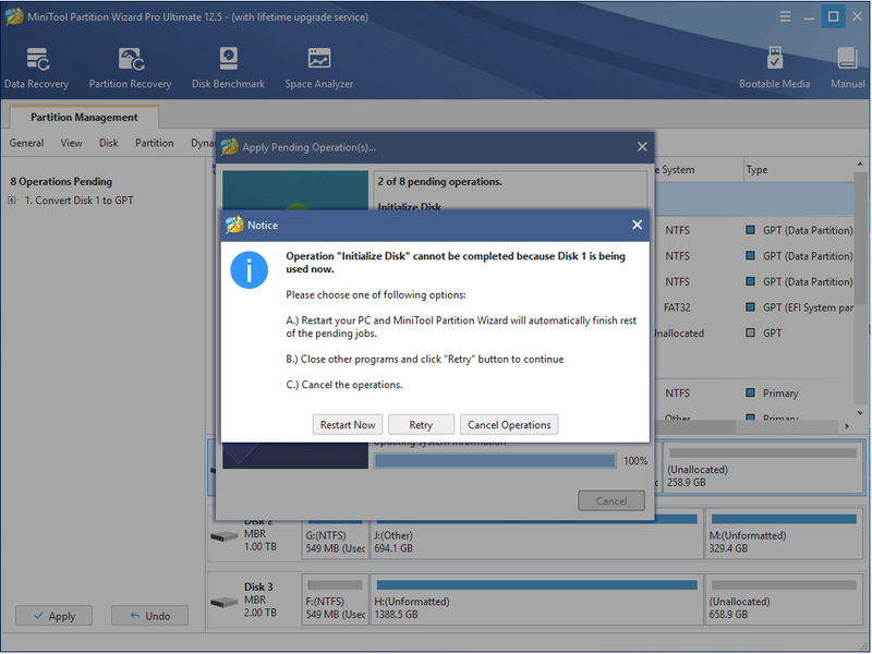 herstart de computer om de conversie te voltooien
