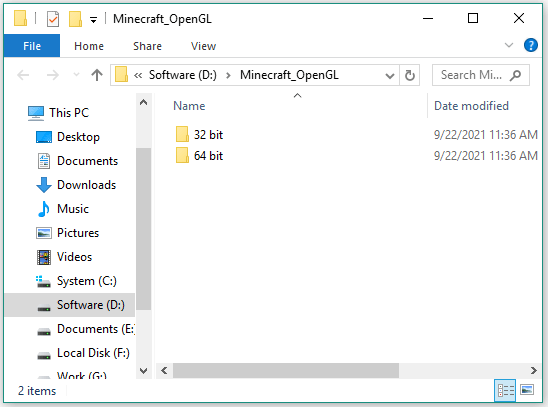 den udpakkede Minecraft_OpenGL-mappe
