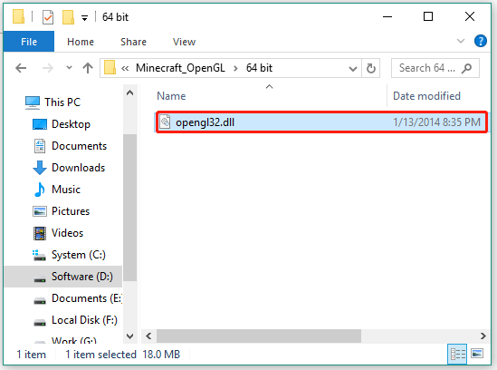 få adgang til filen opengl.32dll
