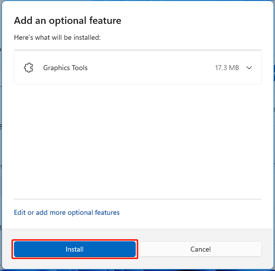 инсталирайте графични инструменти на Windows 11