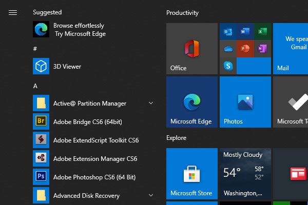win10 startmenu werkt niet thumbnail