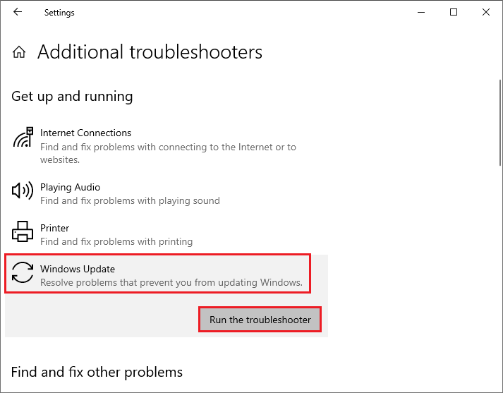   køre Windows Update fejlfinding