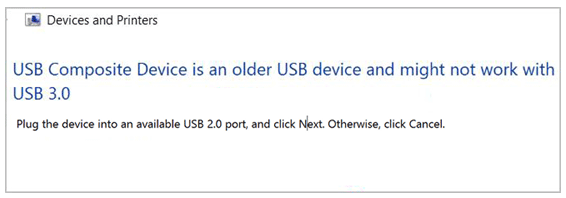 USB композитното устройство е по-старо USB устройство и може да не работи с USB 3.0
